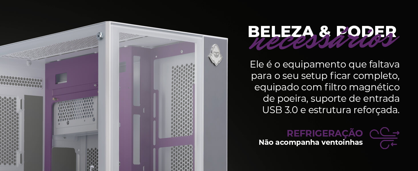 Gabinete Gamer Mancer CV300 MID-TOWER, Lateral de Vidro  - Dellizn